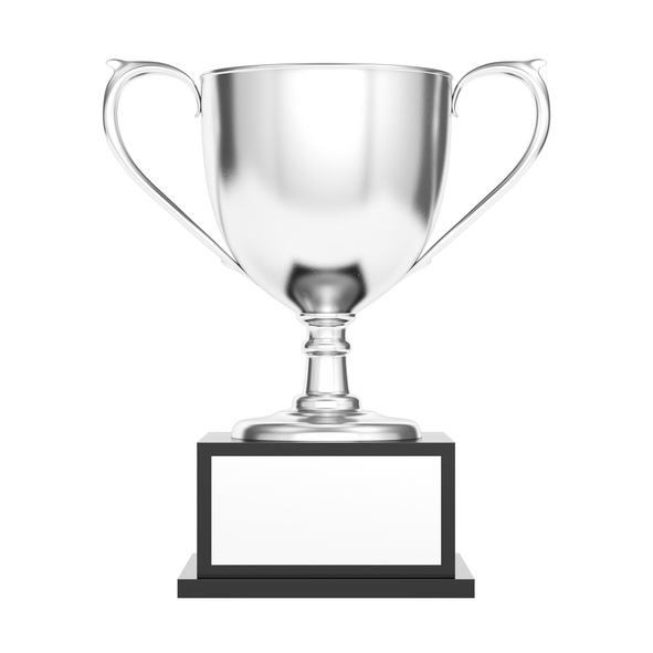 Silver trophy cup. Isolated.